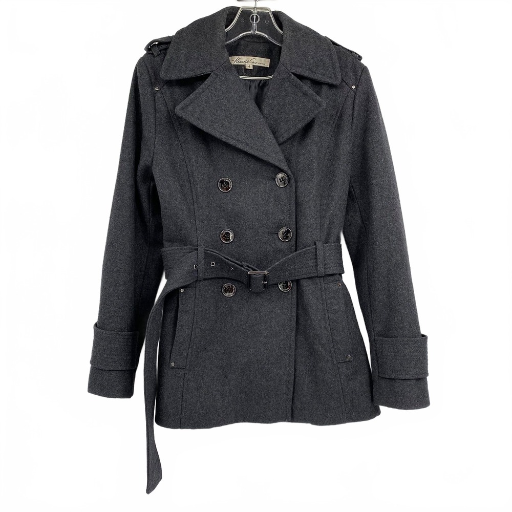 Kenneth Cole Gray Wool Blend Pea Coat | Regular Size 4